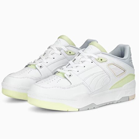 Puma Slipstream Women White Green Leather Sneaker Beyaz Yeşil Kadın Hakiki Deri Günlük Spor Ayakkabı