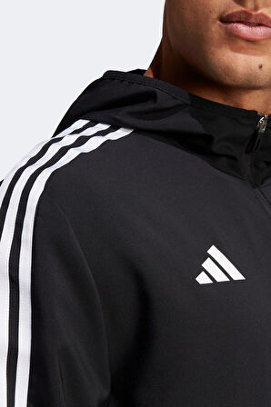 Adidas Sportswear Tiro 23 Stripe Hooded Zip Jacket Erkek Dokuma Kapüşonlu Spor Ceket Siyah