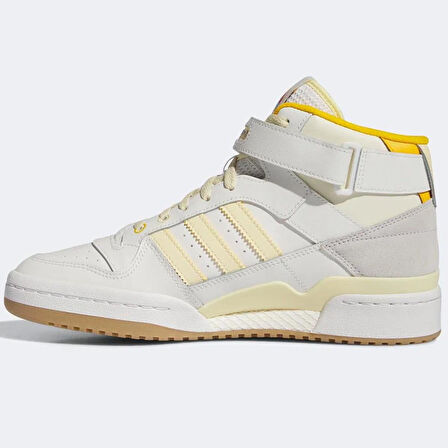Adidas Orijinal Forum Mid Unisex Leather Sneaker Bilekli Hakiki Deri Günlük Spor Ayakkabı Beyaz Sarı
