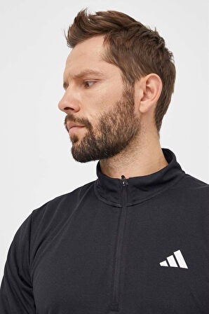 Adidas Performance Training Essentials 1/2 Zip Erkek Yarım Fermuarlı Antrenman Sweatshirt Siyah