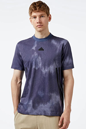 Adidas M Fi 3S T Mens Multicolored Antrenman T-Shirt Erkek Antrenman Tişört Mavi