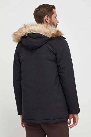 Adidas Paveric Fur Parka Opsiyonel Kürklü Kapüşonlu Regular Fit Uzun Erkek Mont Siyah