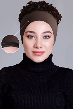 Kahve Likralı Fırfırlı Kaymayan (KAYMAZ) Bone