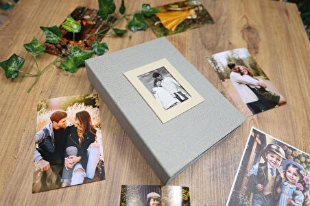 NRCN 10x15 cm 200'lük Koton Desenli Lüks Fotoğraf Albümü (Vizon)