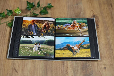 NRCN 10x15 cm 200'lük Koton Desenli Lüks Fotoğraf Albümü (Vizon)