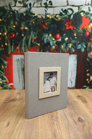 NRCN 10x15 cm 200'lük Koton Desenli Lüks Fotoğraf Albümü (Vizon)
