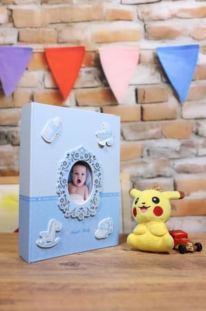 NURCANIM 10x15 cm 200 Adet Fotoğraf Kapasiteli Bebek Fotoğraf Albümü (Mavi)