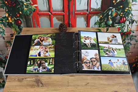 NRCN 10x15 cm 500'lük Koton Desenli Lüks Klasör Tipi Fotoğraf Albümü (Vizon)