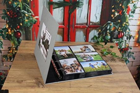 NRCN 10x15 cm 500'lük Koton Desenli Lüks Klasör Tipi Fotoğraf Albümü (Vizon)