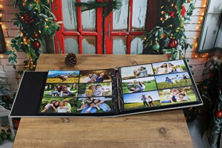 NRCN 10x15 cm 600’lük Koton Desenli Lüks Klasör Tipi Fotoğraf Albümü (Vizon)