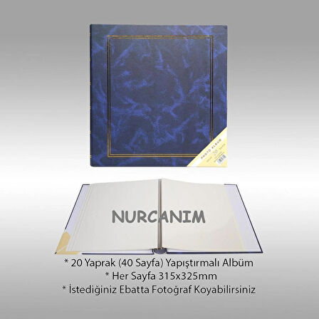 NRCN 20 Yaprak [40 SAYFA]-31x32 cm Manyetik Yapışkanlı Ciltbezli Fotoğraf Albümü (Lacivert)