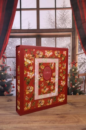 NURCANIM 10x15 cm 500 Adet Fotoğraf Kapasiteli Yatay ve Dikey Özellikli Kutulu Çiçek Desenli Lüks Fotoğraf Albümü (Bordo)