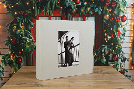 NRCN 10x15 cm 600’lük Koton Desenli Lüks Klasör Tipi Fotoğraf Albümü (Krem)