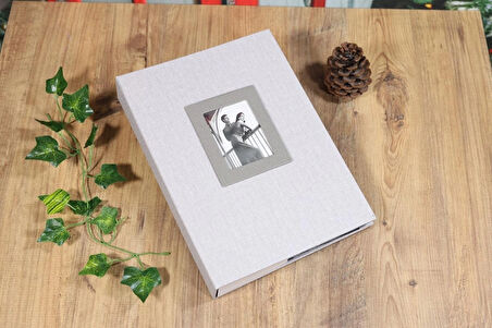 NRCN 13x18 cm 200'lük Koton Desenli Lüks Fotoğraf Albümü (Vizon)