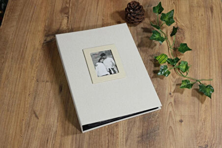 NRCN 13x18 cm 200'lük Koton Desenli Lüks Fotoğraf Albümü (Krem)