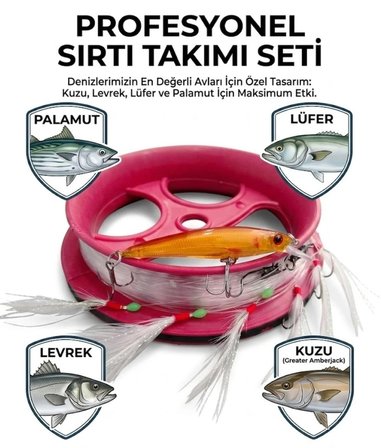Efsane Sırtı Takımı ( Tekne Avcılığı ) Simli 6 Köstekli Horoz Tüyü Çapari - Palamut - Lüfer - Levrek - Kuzu - Torik