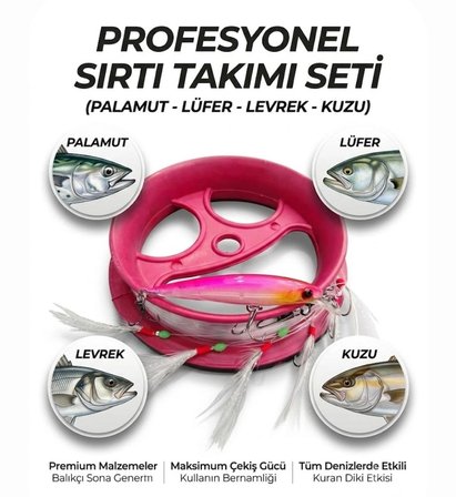 Efsane Sırtı Takımı ( Tekne Avcılığı ) Simli 6 Köstekli Horoz Tüyü Çapari - Palamut - Lüfer - Levrek - Kuzu - Torik