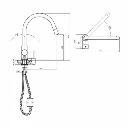 Kale Gastro U Pull Down Mutfak Bataryası