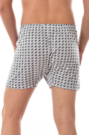 Erkek Gri 3 Adet Seher Pamuklu Desenli Asorti Boxer