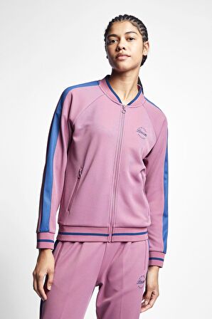 Kadın Mürdüm-lacivert Fermuarlı Spor Sweatshirt Mürdüm22n-2109