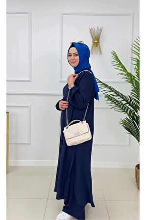 TESETTÜR ELBİSE BİLEK BOY UZUN ELBİSE PANTALON TAKIMI TESETTÜR TAKIM