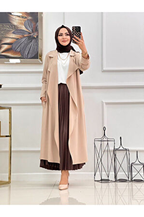 Tesettür Kap Önü Açık Ceket Yaka Detaylı