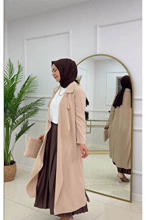 Tesettür Kap Önü Açık Ceket Yaka Detaylı