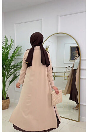 Tesettür Kap Önü Açık Ceket Yaka Detaylı