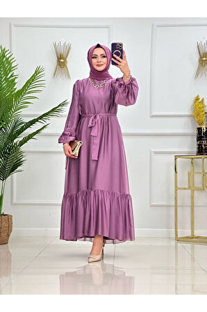 TESETTÜR ABİYE ELBİSE ASTARLI TÜL KAPLAMALI ELBİSE