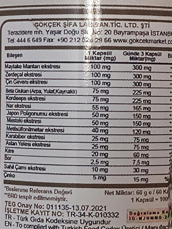 Maytake Kapsül (MAİTAKE MUSHROOM CAPSULE)