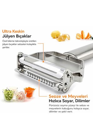 Julien Soyucu Paslanmaz Çelik Sebze Meyve Soyacak Çift Fonksiyonlu Kabak Havuç Soyucu