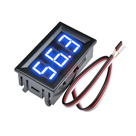 0.56 inç 0-30V 3 Kablolu DC Mavi Voltmetre