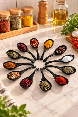 Porsima 0445 12'li Plastik Baharat Kaşığı Seti 11 Cm - Şık Siyah Reçel, Sos Ve Baharatlık Kaşığı Takımı