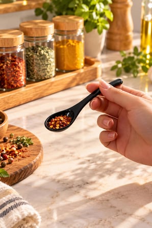 Porsima 0445 12'li Plastik Baharat Kaşığı Seti 11 Cm - Şık Siyah Reçel, Sos Ve Baharatlık Kaşığı Takımı