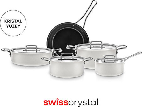 Karaca Swiss Crystal Mastermaid 9 Parça Indüksiyon Tabanlı Tencere Seti Cream
