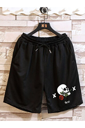 Siyah Erkek Regular Fit Cepli Şort