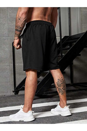 Siyah Erkek Regular Fit Cepli Şort