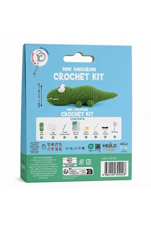 Mini Amigurumi Timsah Yapım Kiti, Anahtarlık DIY Hobi Seti, Video Anlatımlı