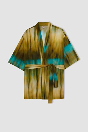 DeFacto Fall in Love Desenli Pamuklu Kimono D0453AX24SMKH452