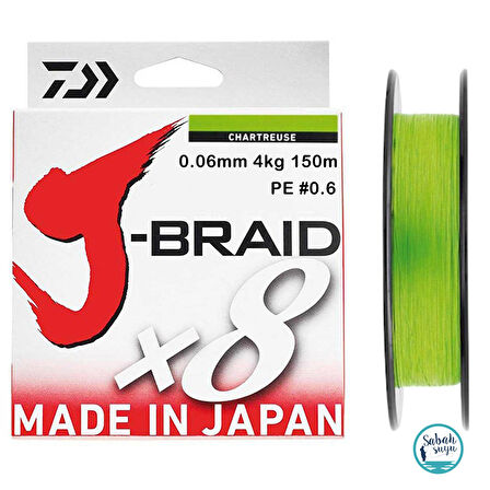 Daiwa J Braid PE 8X İp Misina 0.06mm 4kg 150mt Açık Yeşil