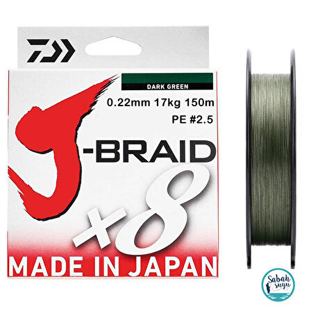 Daiwa J Braid PE 8X İp Misina 0.22mm 17kg 150mt Koyu Yeşil