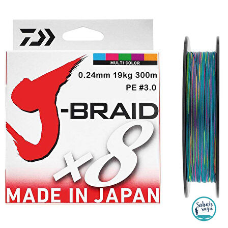 Daiwa J Braid PE 8X İp Misina 0.24mm 19kg 300mt Multicolor