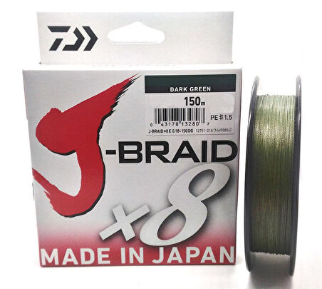 Daiwa J-Braid X8 Dark Green Olta Misinası 150Mt Dark Green-0,10 mm