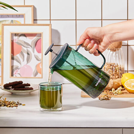 Karaca Valentina Borosilikat Cam French Press Green 1000 ml