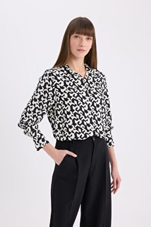DeFacto Regular Fit Baskılı Uzun Kollu Gömlek I8266AZ25SPBK81