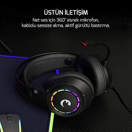 Voldon Siyah 7.1 Surround Rainbow Gaming Kulaklık