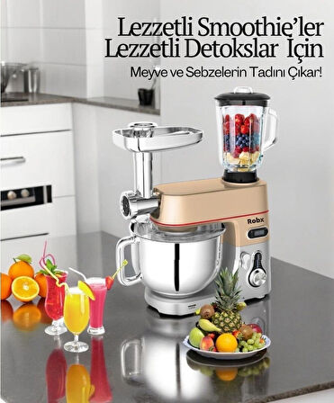 Robx Sr50 Döküm Gövde 7 Litre Içli Köfte Hamur Yoğurma Kıyma Çekme Erişte Blender Çıpıcı mixer Set