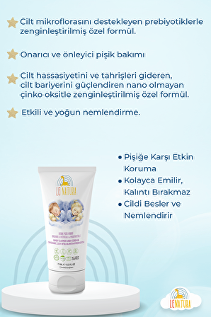 LE NATURA BEBEK PİŞİK ÖNLEYİCİ KREM  PARFÜMSÜZ & KOKUSUZ  ORGANİK & VEGAN SERTİFİKALI & PREBİYOTİKLİ