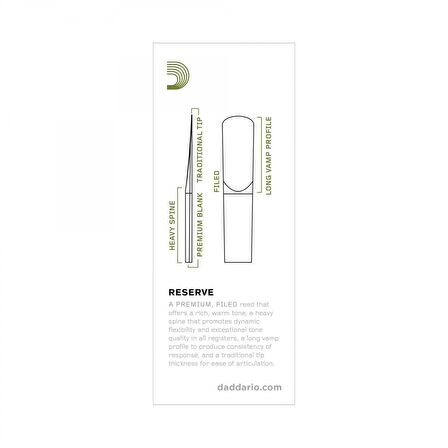 D'addario Woodwinds Reserve Dkr0535 Tenor Saksafon Kamışı No:3.5