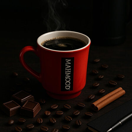 Mahmood Coffee Mottolu Kırmızı Porselen Kupa 300 ml
